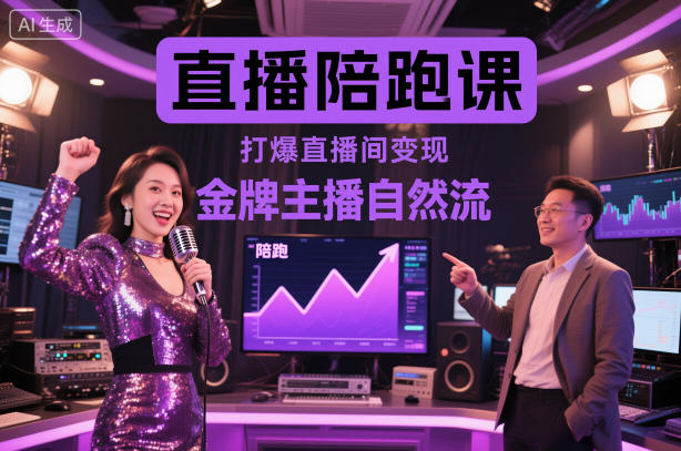 直播陪跑课，金牌主播自然流打爆直播间，复制高变现玩法-小优资源网
