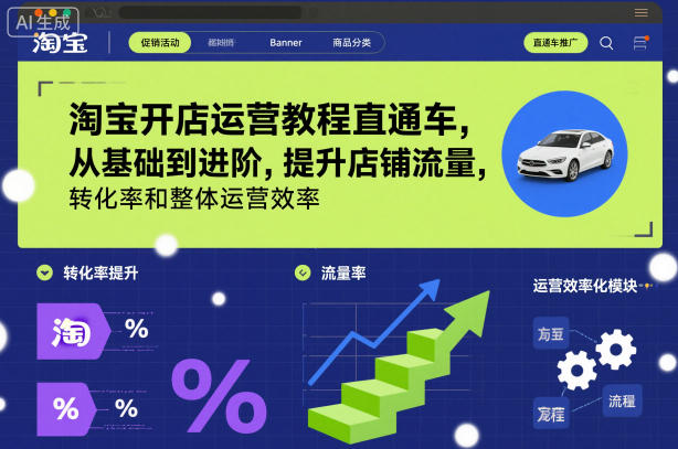 淘宝开店运营教程直通车，从基础到进阶，提升店铺流量，转化率和整体运营效率（更新11月）-小优资源网