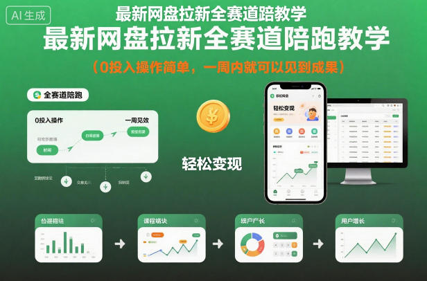 最新网盘拉新全赛道陪跑教学，0投入操作简单，一周内就可以见到成果-小优资源网