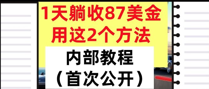 1天躺收87美刀，用这2个方法，长期稳定，超简单，内部教程-小优资源网