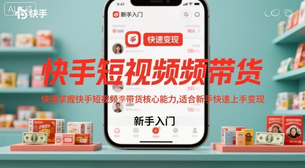 快手短视频带货，快速掌握快手短视频带货核心能力，适合新手快速上手变现-小优资源网