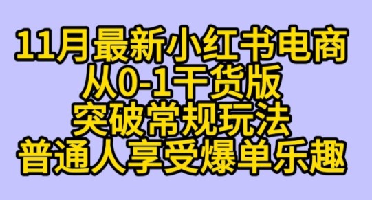 K总部落《11月小红书电商最新玩法从0-1突破平台流量》-小优资源网