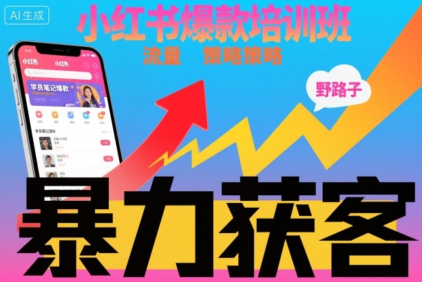 小红书爆款培训班，小红书获客野路子流量打法，暴力持续获客-小优资源网