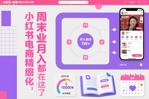 小红书电商精细化运营全流程，周末副业月入1W+，全套方法都在这了-小优资源网