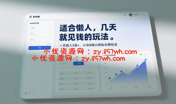 适合懒人，几天就见钱的玩法，一天收入5张+，小众B端公转私长期玩法-小优资源网