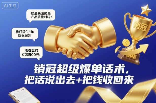 销冠超级爆单话术，把话说出去+把钱收回来-小优资源网