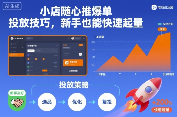 小店随心推爆单投放技巧，新手也能快速起量-小优资源网