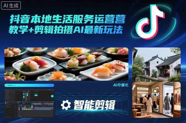 抖音本地生活服务运营教学+剪辑拍摄AI最新玩法-小优资源网