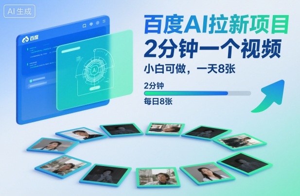 百度AI拉新项目，2分钟一个视频，小白可做，一天8张【附案例+保姆级教程】-小优资源网