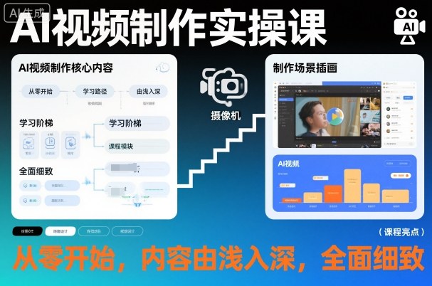 AI视频制作实操课，从零开始，内容由浅入深，全面细致-小优资源网
