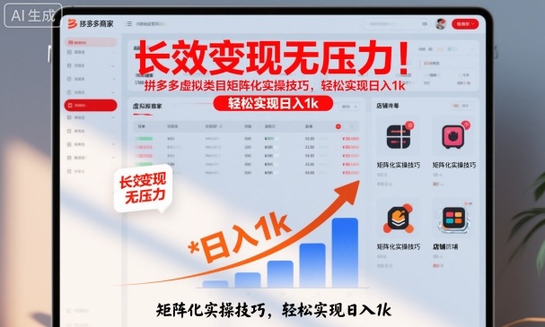 长效变现无压力！拼多多虚拟类目矩阵化实操技巧，轻松实现日入1k【揭秘】-小优资源网