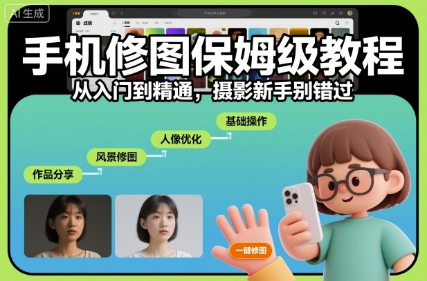 手机修图保姆级教程，从入门到精通，摄影新手别错过-小优资源网