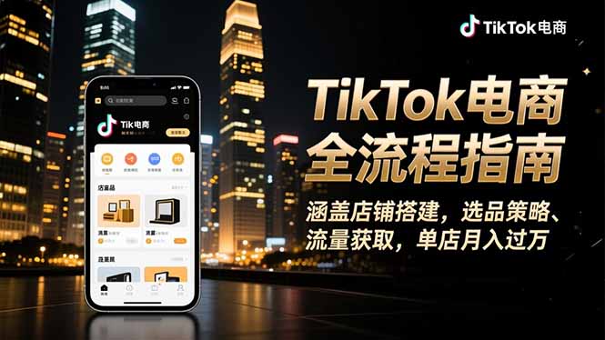 TikTok电商全流程指南，涵盖店铺搭建、选品策略、流量获取，单店月入过万-小优资源网