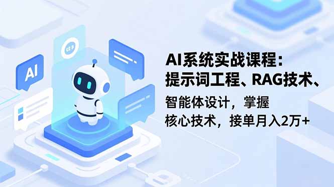 AI系统实战课程，提示词工程、RAG技术、智能体设计，掌握核心技术，接单月入2万+-小优资源网
