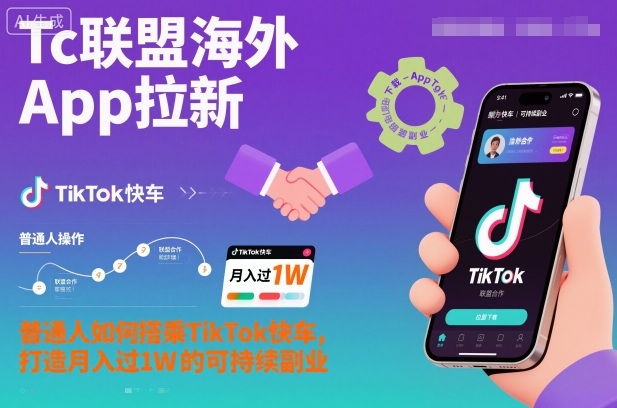 Tc联盟海外App拉新：普通人如何搭乘TikTok快车，打造月入过1W的可持续副业-小优资源网