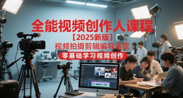 全能视频创作人课程【2025新版】视频拍摄剪辑编导运营，零基础学习视频创作（更新）-小优资源网