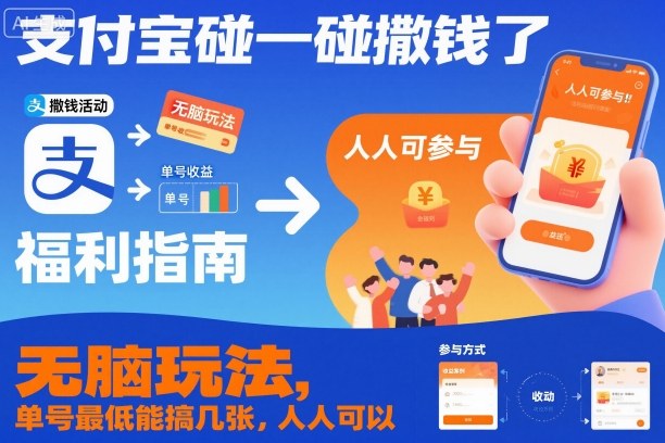 支付宝碰一碰撒钱了，无脑玩法，单号最低能搞几张，人人可以撸【揭秘】-小优资源网