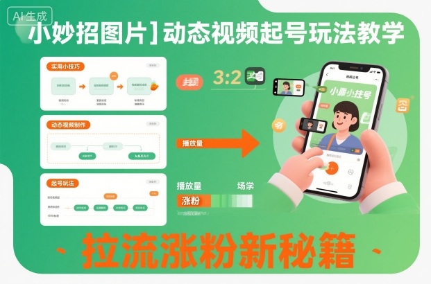 小妙招图片＋动态视频起号玩法教学，拉流涨粉新秘籍-小优资源网