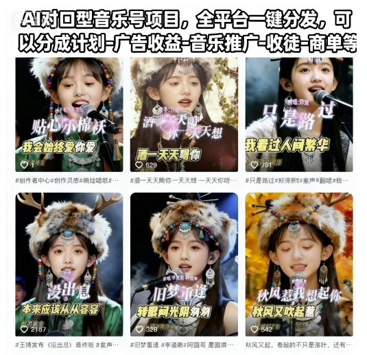 AI对口型音乐号项目，全平台一键分发，可以分成计划-广告收益-音乐推广-收徒-商单等-小优资源网