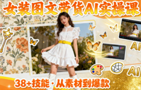 女装图文带货的AI实操课，覆盖38个实用技能，快速提升素材制作效率-小优资源网