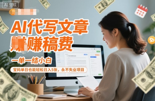 AI代写文章賺稿费，一单一结小白，宝妈单日也能轻松日入5张，永不失业项目-小优资源网