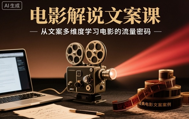 电影解说文案课，从文案多维度学习电影的流量密码-小优资源网