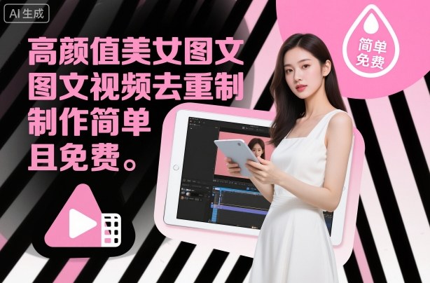 高颜值美女图文视频去重制作教学，制作简单且免费-小优资源网