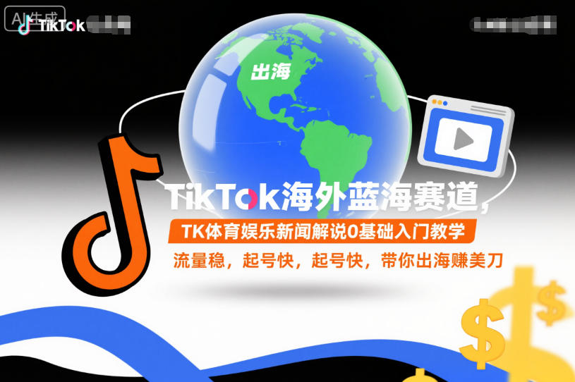 TikTok海外蓝海赛道，TK体育娱乐新闻解说0基础入门教学，流量稳，起号快，带你出海賺美刀-小优资源网
