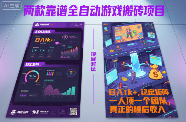 两款靠谱全自动游戏搬砖项目，日入1k+，稳定可矩阵，一人顶一个团队，真正的睡后收入【揭秘】-小优资源网