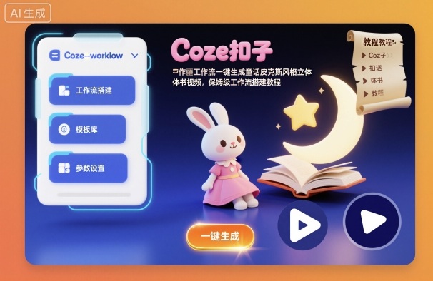 Coze扣子工作流一键生成童话皮克斯风格立体书视频，保姆级工作流搭建教程-小优资源网