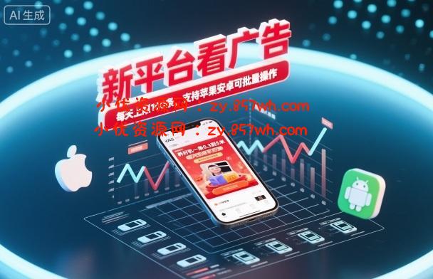 新平台看广告，养好机一条0.3到5米，每天上限100条，支持苹果安卓可批量操作-小优资源网